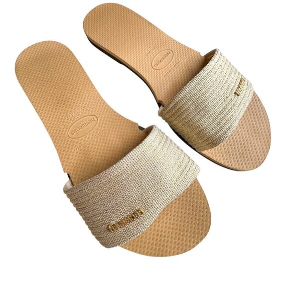 Havaianas You Malta Metallic Woven Sandal Summer Slide Size 11/12 - Picture 1 of 9